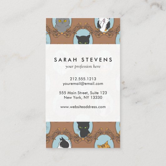 Cute Cats Pattern Visitekaartje (Achterkant)