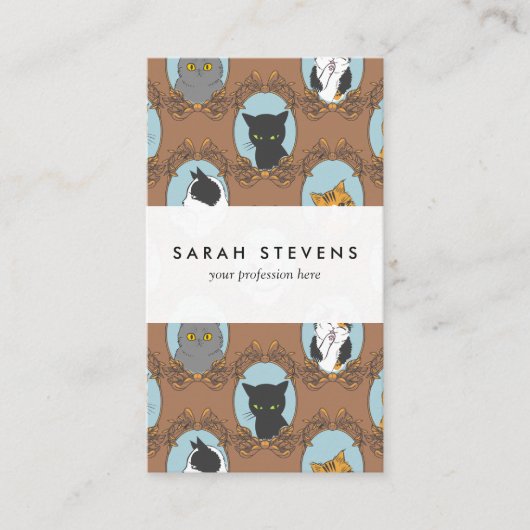 Cute Cats Pattern Visitekaartje (Voorkant)