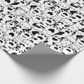Cute Cats Paws Pattern Black White Cadeaupapier (Hoek)