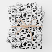 Cute Cats Paws Pattern Black White Inpakpapier Vel (In situ)