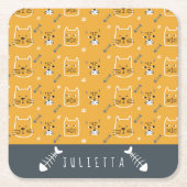Cute Cats Personalized Modern Pattern Kartonnen Onderzetters (Voorkant)