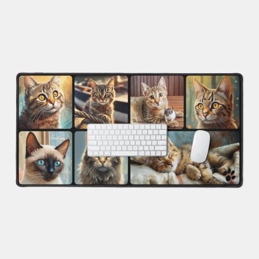 Cute Cats Personalized Photo Collage Bureaumat (Keyboard & Muis)