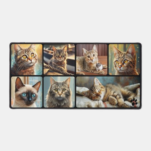 Cute Cats Personalized Photo Collage Bureaumat (Voorkant)