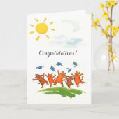 Cute cats petten afstuderen aanpasbare kaart (Gele Bloem)