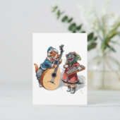 Cute Cats Play Mandolin and Xylophone in Snow Briefkaart (Staand voorkant)