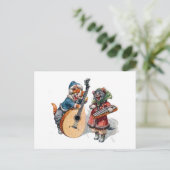 Cute Cats Play Mandolin and Xylophone in Snow Briefkaart (Staand voorkant)