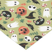 Cute Cats & Pumpkins Olive Black Halloween Pattern Korte Tafelloper (Hoek)