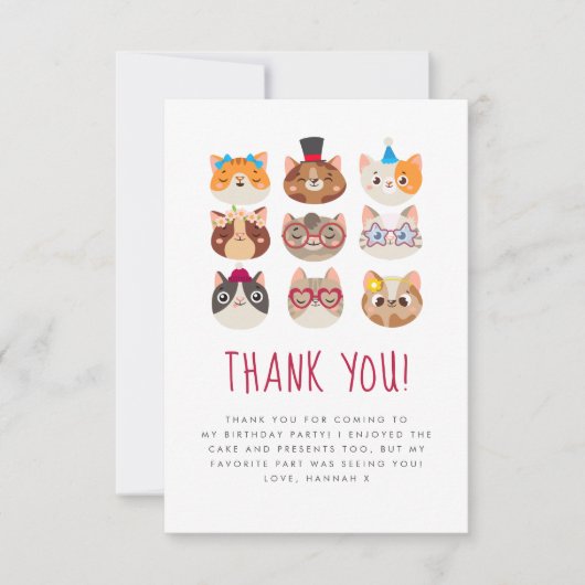 Cute Cats Purr-fect Birthday Party Bedankkaart (Voorkant)