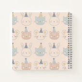 Cute Cats Rabbits and Bears Faces Pastel Pattern Notitieboek (Achterkant)