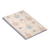 Cute Cats Rabbits and Bears Faces Pastel Pattern Notitieboek (Rechterzijde)