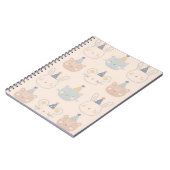 Cute Cats Rabbits and Bears Faces Pastel Pattern Notitieboek (Linkerzijde)