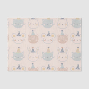 Cute Cats Rabbits and Beren Facets Pastel Pattern Tissuepapier