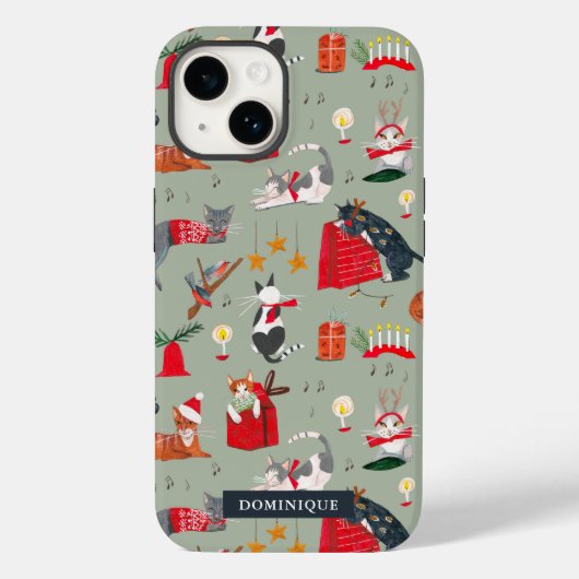 Cute cats retro Kerstmis Hoesje-Mate iPhone Case (Achterkant)