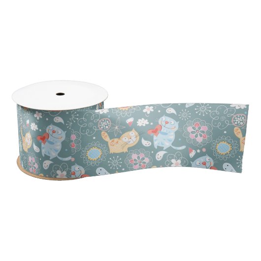 Cute Cats Ribbon Satijnen Lint (Spoel)