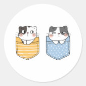 Cute Cats Ronde Sticker (Voorkant)
