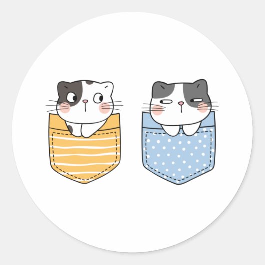 Cute Cats Ronde Sticker (Voorkant)