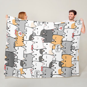 Cute Cats Seamless Patroon Fleece Deken