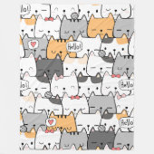 Cute Cats Seamless Patroon Fleece Deken (Voorkant)