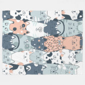 Cute Cats Seamless Patroon Fleece Deken (Voorkant (Horizontaal))