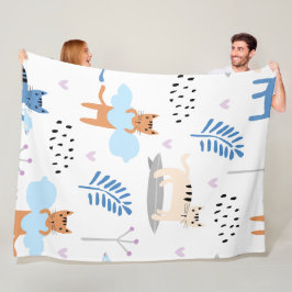 Cute Cats Seamless Patroon Fleece Deken