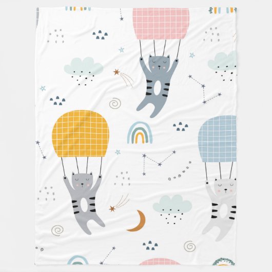 Cute Cats Seamless Patroon Fleece Deken (Voorkant)