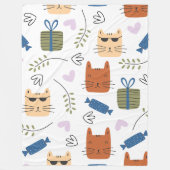Cute Cats Seamless Patroon Fleece Deken (Voorkant)