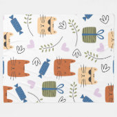 Cute Cats Seamless Patroon Fleece Deken (Voorkant (Horizontaal))