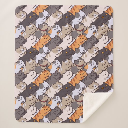 Cute Cats Sherpa Blanket Deken (Voorkant)