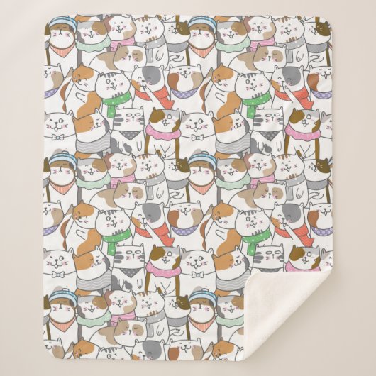 Cute Cats Sherpa Blanket Deken (Voorkant)