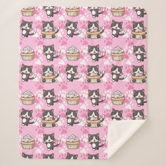 Cute Cats Sherpa Blanket Deken (Voorkant)