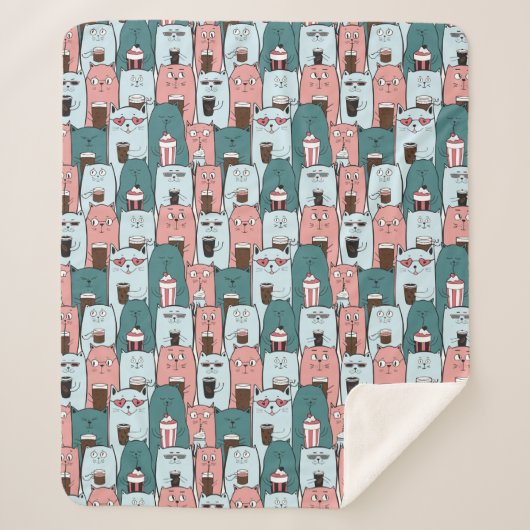 Cute Cats Sherpa Blanket Deken (Voorkant)