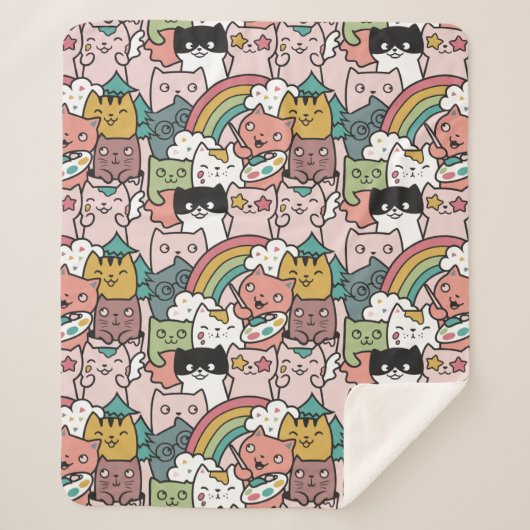 Cute Cats Sherpa Blanket Sherpa Deken (Voorkant)