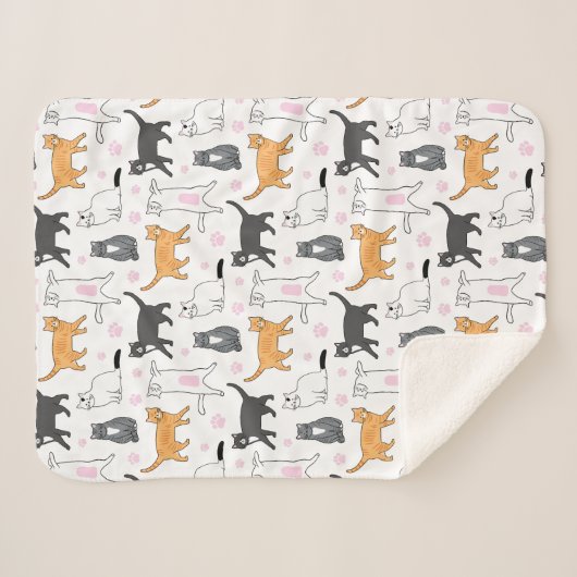 Cute Cats Sherpa Deken (Voorkant (horizontaal))