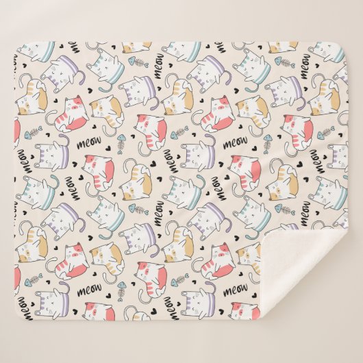 Cute Cats Sherpa Deken (Voorkant (horizontaal))