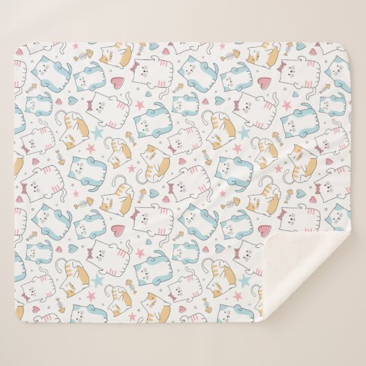 Cute Cats Sherpa Deken (Voorkant (horizontaal))