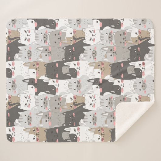 Cute Cats Sherpa Deken (Voorkant (horizontaal))