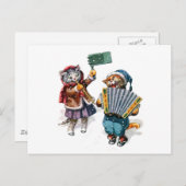 Cute Cats Speel de accordeon in de sneeuw Briefkaart (Voorkant / Achterkant)