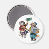 Cute Cats Speel de accordeon in de sneeuw Magneet (Voorkant / Achterkant)