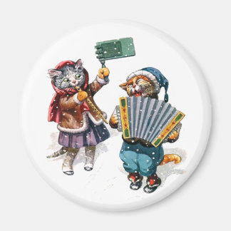 Cute Cats Speel de accordeon in de sneeuw Magneet