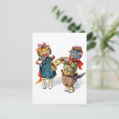 Cute Cats Speel de Trumpet en driehoek in de sneeu Briefkaart (Staand voorkant)