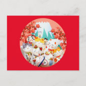 Cute Cats Spring Cherry Blossom Party Briefkaart (Voorkant)