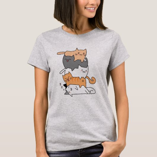 Cute Cats Stack Meow-tain | Keukenkattestackanimat T-shirt (Voorkant)