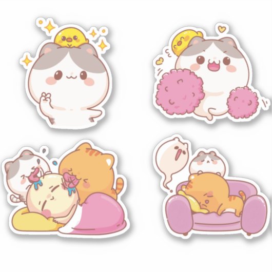 Cute Cats Sticker (Voorkant)