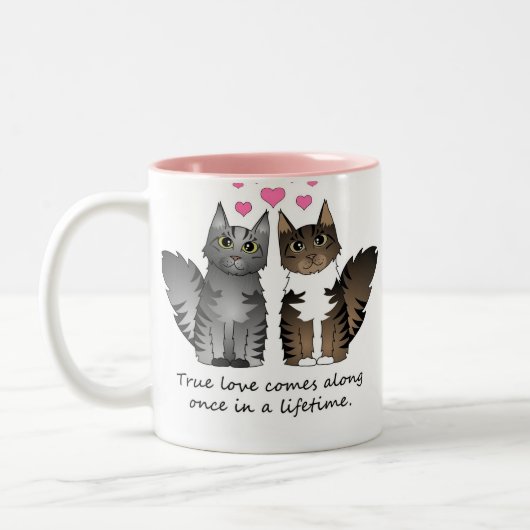 Cute Cats - True Love Tweekleurige Koffiemok (Links)
