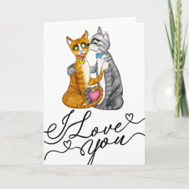 Cute Cats Valentine’s Day I Love You Card Kaart