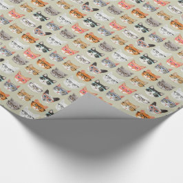 Cute Cats Wearing Glasses Pattern Cadeaupapier