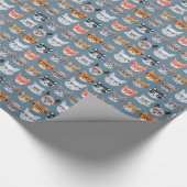 Cute Cats Wearing Glasses Pattern Cadeaupapier (Hoek)