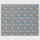 Cute Cats Wearing Glasses Pattern Cadeaupapier (Vlak)