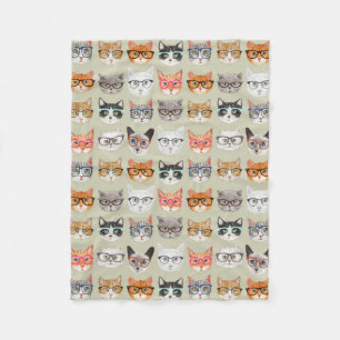 Cute Cats Wearing Glasses Pattern Fleece Deken