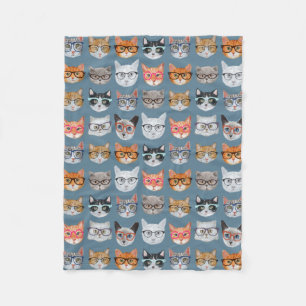 Cute Cats Wearing Glasses Pattern Fleece Deken
